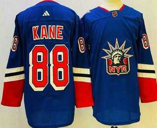 Men%27s New York Rangers #88 Patrick Kane Blue 2022 Reverse Retro Authentic Jersey Dzhi->new york rangers->NHL Jersey